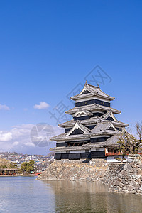 松本城堡抗蓝天松野市冬天松本城堡日本座古老的历史城堡,它的绰号乌鸦城堡图片