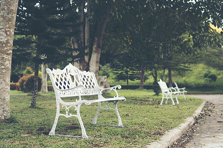 花园里的白色椅子图片