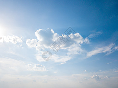 蓝天白云明媚的夏季背景图片
