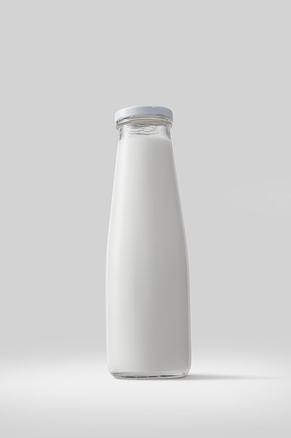 白色背景上装满新鲜牛奶的璃瓶健康的食物白色背景上分离的牛奶瓶图片