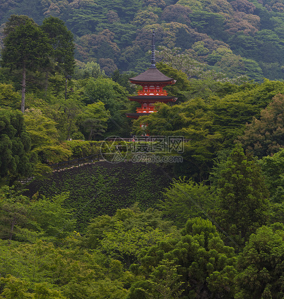 东京清济寺附近的三层宝塔图片