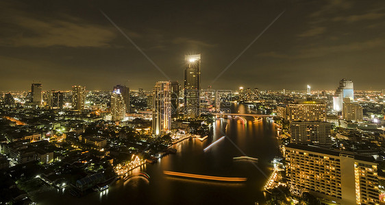 晚上曼谷城市景观全景图片