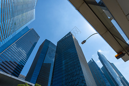 新加坡城市的天际线市中心摩天大楼,现代大都市的办公楼背景图片