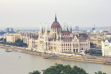 河边景观匈牙利议会大厦背景