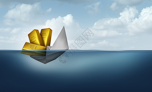 溺水财富财务管理的风险管理投资纸船沉没,由于良的财务战略与三维插图元素设计图片