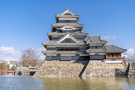 松本城堡抗蓝天松野市冬天松本城堡日本座古老的历史城堡,它的绰号乌鸦城堡图片