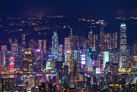 中国香港20198月香港夜景,天空刮刀大楼图片