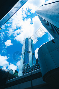 香港摩天大楼,城市景观蓝色过滤器图片