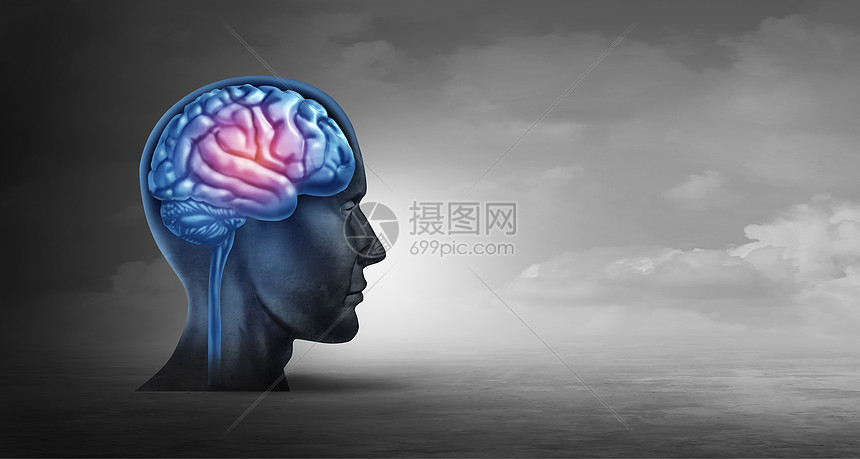 大脑记忆心理阿尔茨海默病帕金森病的神经学符号,三维插图元素的心理精神抑郁偏头痛图标图片