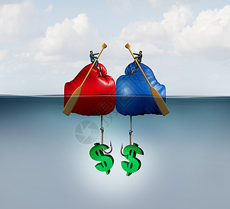 渔业企业企业隐喻的金融竞争渔业冲突与三维插图元素图片