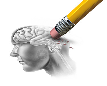 阿尔茨海默症记忆丧失痴呆疾病的,以及失大脑功能记忆阿尔茨海默病健康标志的神经学精神问题与三维插图元素白色背景背景