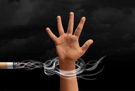 吸烟成瘾的吸烟者被困香烟烟雾与3D插图元素背景