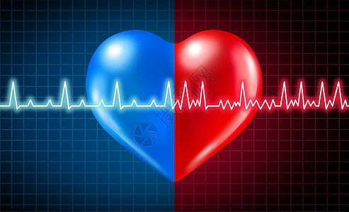 心房颤动的医疗状况正常异常的心率节律种心脏疾病,健康健康的心电图监测与三维插图元素图片