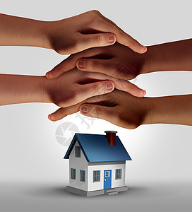 家庭保险家庭住房保障住房保护与三维插图元素图片