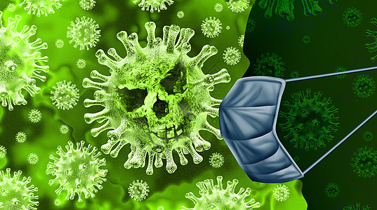 致命的流感健康风险冠状病疾病爆发冠状病流感危险的病株病例个大流行的医学与致命细胞与三维插图元素图片