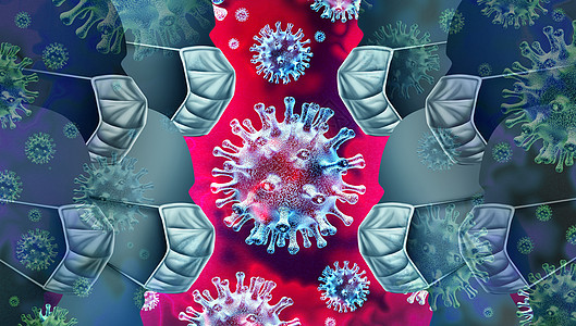 冠状病爆发冠状病流感飙升的死亡人数危险的传染流感菌株病例大流行的医疗健康风险与疾病细胞三维渲染背景图片
