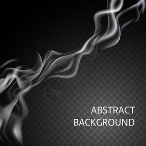 真实的孤立烟雾成白色抽象元素黑色透明的背景矢量插图图片