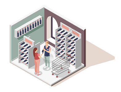 促销等距与购物助理,帮助客户选择葡萄酒葡萄酒商店矢量插图图片