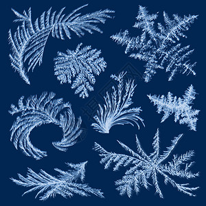 现实的霜冻冰集与图像冬季璃绘画的各种形状矢量插图图片