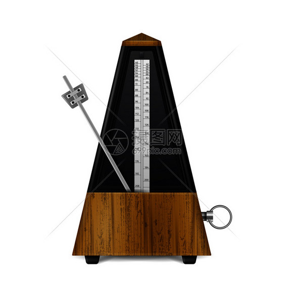 机械木制摆动节拍器复古风格隔离白色背景现实矢量插图图片
