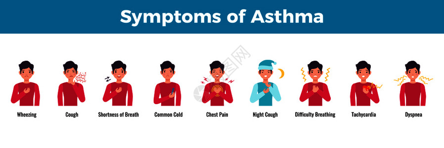 矢量信息图表哮喘症状矢量图插画