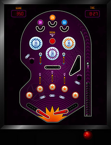 卡通紫罗兰弹球构图顶部视图与电子元素矢量插图图片