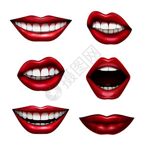 嘴表情,嘴唇,肢体语言,情感,真实的,红色光泽,吸引注意力,口红,矢量插图背景图片