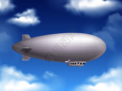 可调的天空现实背景与空中运输符号矢量插图图片