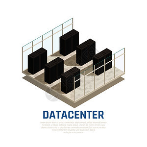 数据中心与服务器数据库计算符号等距矢量插图图片