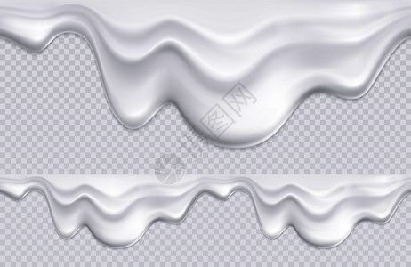 两个边界与图案成的白色酸奶冰淇淋滴透明的背景无缝矢量插图图片