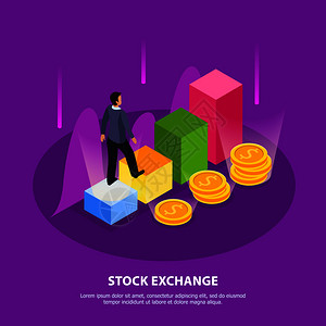 股票交易所等距构成与股票交易所标题抽象元素向量插图图片