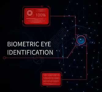 生物特征眼识别抽象背景说明提供保护用眼睛虹膜矢量插图识别图片