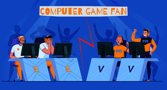 网络体育作文与计算机游戏竞赛锦标赛与两个同的队相互比赛矢量插图图片