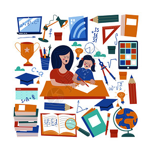 家庭教育的大型家庭残疾儿童家庭家庭教育的标志矢量插图家庭教育的大家庭家庭教育的标志矢量插图图片