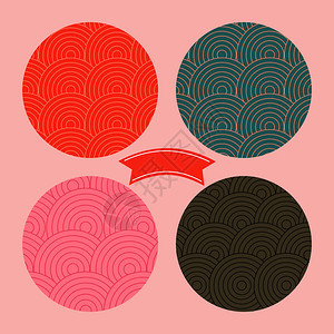 传统的日本模式圆形装饰品日式背景矢量插图图片