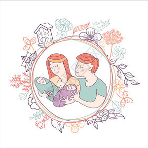 幸福的家庭家庭日矢量插图幸福的家庭国际假日家庭日妈妈,爸爸,儿子女儿两个孩子的父母矢量插图,贺卡图片