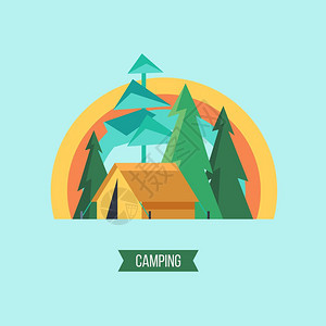 露营矢量插图夏季户外娱乐活动野营树林里的露营地夏季户外娱乐活动矢量插图旅游的象征图片