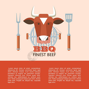 烧烤矢量插图优质烧烤矢量章,标志牛的头厨师的叉子铲子,烤架最好的牛肉图片