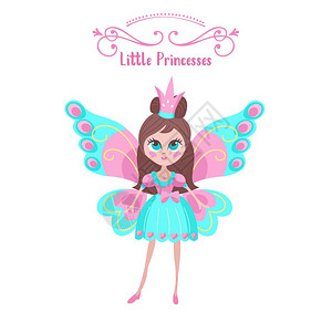 小公主的玩具矢量剪贴画小公主的玩具向量剪辑集漂亮的女孩穿着漂亮的裙子,蝴蝶翅膀图片