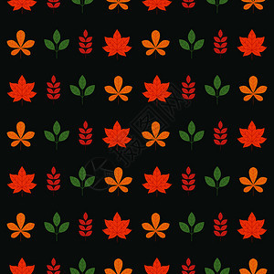 同的秋叶,橙色,红色的,绿色的丰富多彩的无缝图案为教育,学校,秋天平风格的矢量插图图片