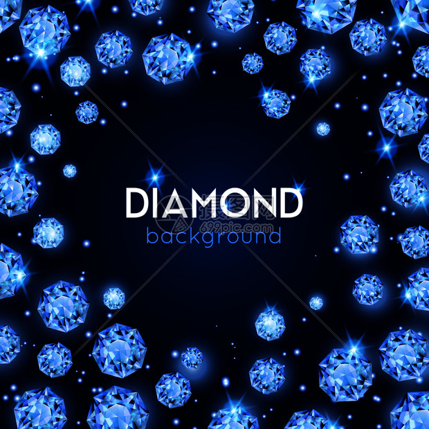 浅蓝色宝石钻石背景与钻石砂粒个圆圈矢量插图宝石钻石背景插画图片下载 正版图片 摄图网