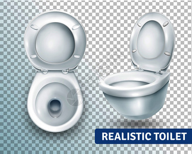 现实的厕所透明与两个图像白色马桶同的角度矢量插图马桶现实套图片