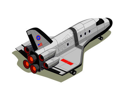 宇航员太空行星探索等距成与星际飞船排气推力与阴影矢量插图航天飞机等距成图片