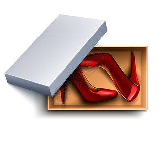 红色女鞋与高跟鞋白色盒子现实矢量插图盒子里的鞋子写实套装图片