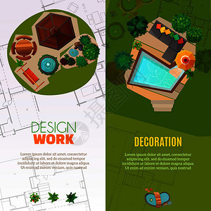 垂直横幅顶部视图与工作景观装饰孤立矢量插图景观顶部视图横幅图片