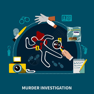 彩色侦探平构图与谋调查描述犯罪场景矢量插图侦探平作文图片