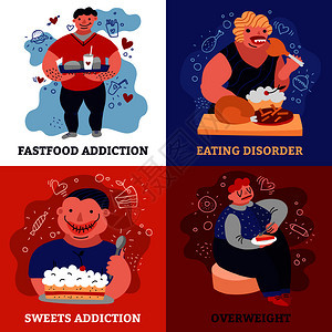 成瘾图标与饮食障碍符号平孤立矢量插图成瘾图标图片