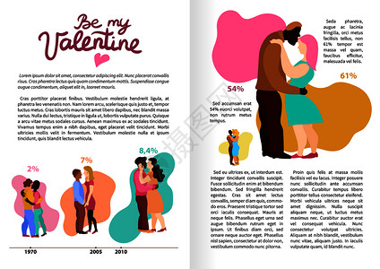 爱拥抱信息书页与拥抱的人,关跨种族夫妇的信息矢量插图爱拥抱信息图表图片