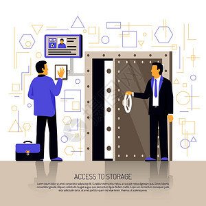 创新的生物识别技术平插图与自动手识别安全系统认证员工存储访问矢量插图识别技术平分图片