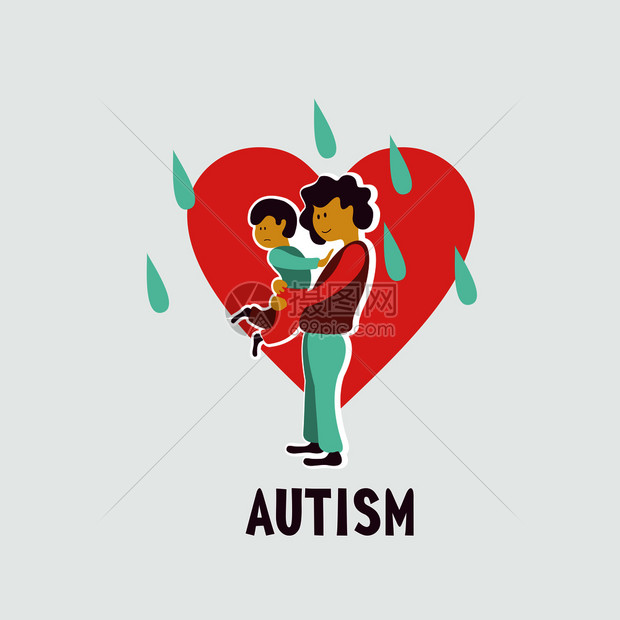 自闭症儿童孤独症综合征的早期迹象矢量章儿童自闭症谱系障碍ASD图标儿童孤独症的体征症状图片